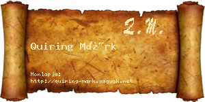 Quiring Márk névjegykártya